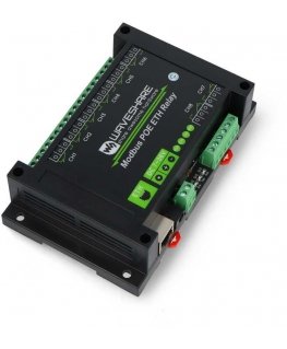 8 kanalų relinis modulis su optoizoliacija - 10A/250VAC/30VDC kontaktai - 7V-36V ritė - Modbus PoE - Waveshare 24964