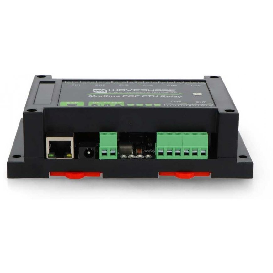 8 kanalų relinis modulis su optoizoliacija - 10A/250VAC/30VDC kontaktai - 7V-36V ritė - Modbus PoE - Waveshare 24964 – 3