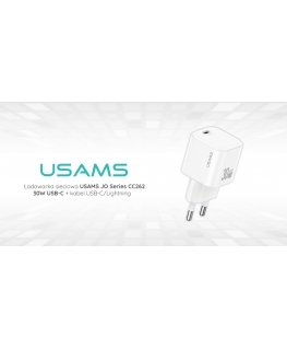 Sienas lādētājs USAMS JO sērija CC262 30W USB-C + 1m USB-C|Lightnin