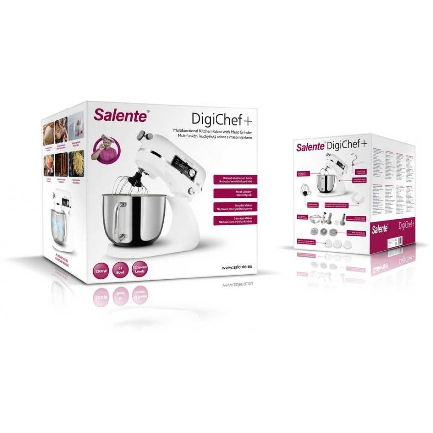 Evolveo Salente DigiChef+ kitchen mixer, 6-liter bowl, all-metal, meat grinder, digital display, white