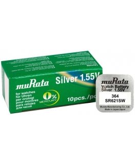 Paristo - Murata 364 (SR621SW) Hopeaoksidi 1.55V 10 kpl.