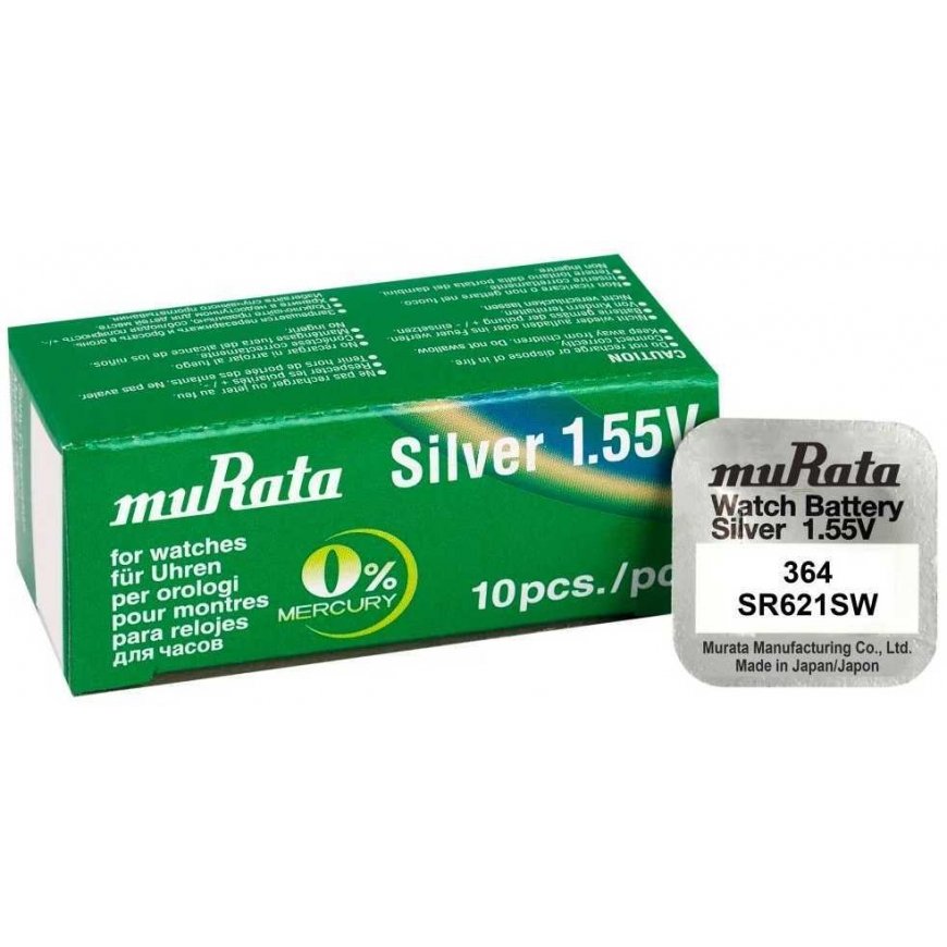 Paristo - Murata 364 (SR621SW) Hopeaoksidi 1.55V 10 kpl.
