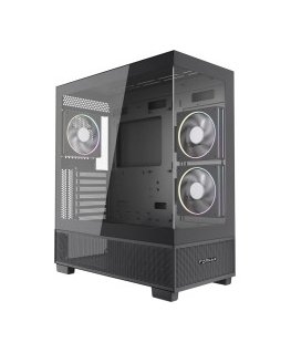Gembird Pelikotelo Fornax X550 akvaariotyypin, ATX, 2x USB 3.2 + 1x USB tyyppi-C, musta