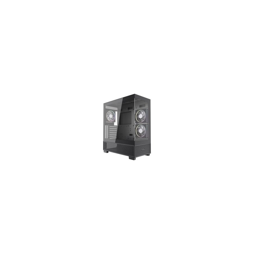 Gembird Gaming case Fornax X550 aquarium type, ATX, 2x USB 3.2 + 1x USB type-C, black