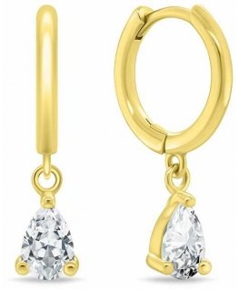 Brilio Silver Gold-plated hoop earrings with dangling zirconia stones EA1189Y
