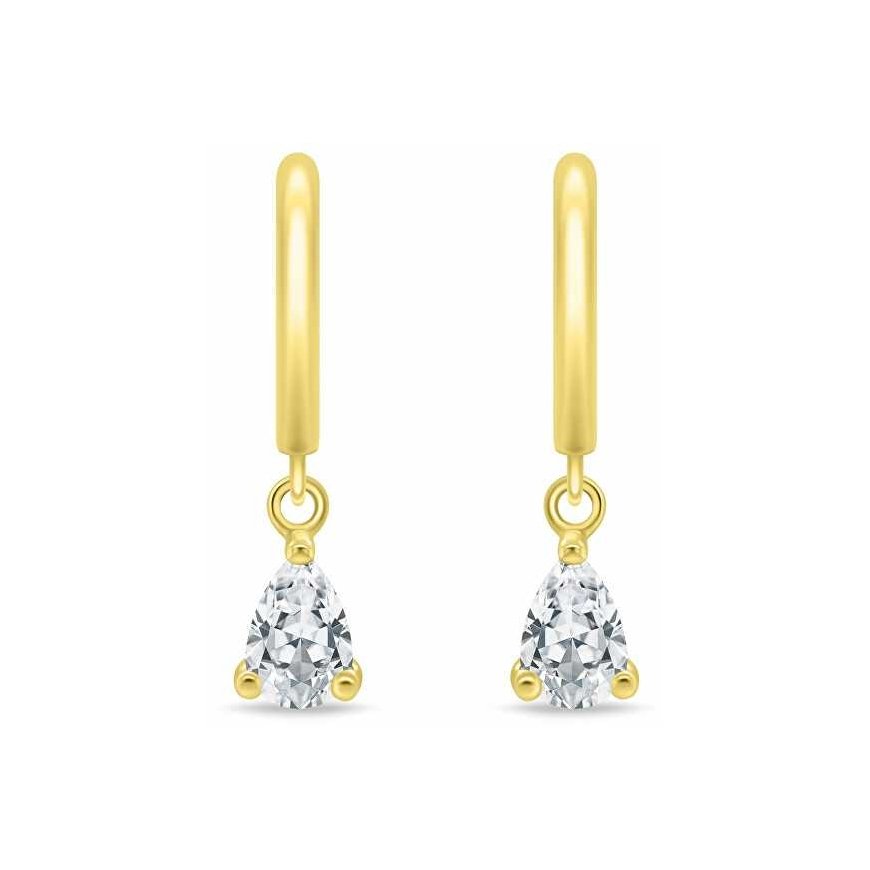 Brilio Silver Gold-plated hoop earrings with dangling zirconia stones EA1189Y – 2
