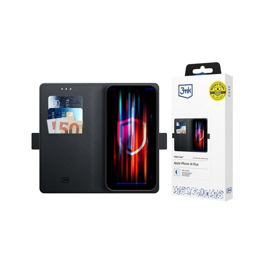 3MK Wallet Case pro Apple iPhone 14 Plus matkapuhelimen suojakotelo 17 cm (6.7") Lompakkokotelo must – 2