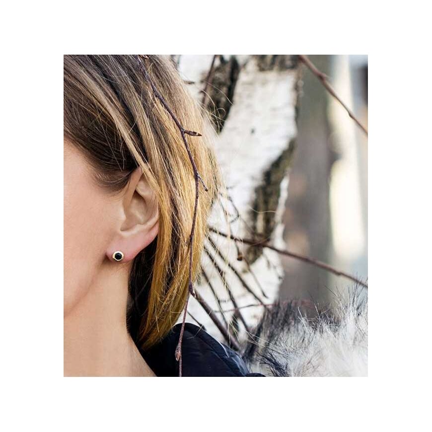 Beneto Gold-plated silver earrings with black zirconia AGUP2259-GOLD