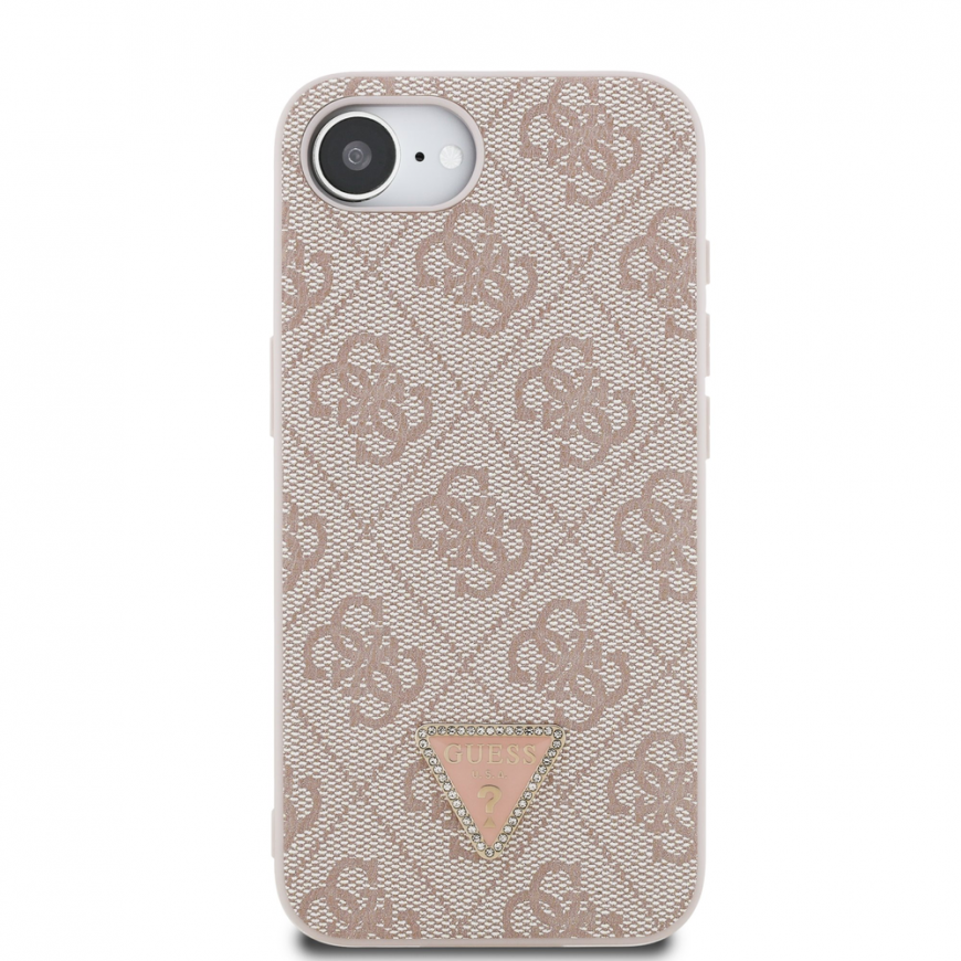 Dėklas Guess PU 4G Strass Triangle Metal Logo Case iPhone 16e jaoks Roosa – 2