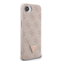 Dėklas Guess PU 4G Strass Triangle Metal Logo Case iPhone 16e jaoks Roosa