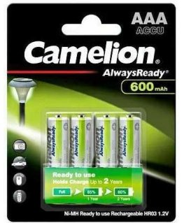 Baterija - Camelion AlwaysReady AAA 1.2V Uzlādējama 600mAh 4 gab.