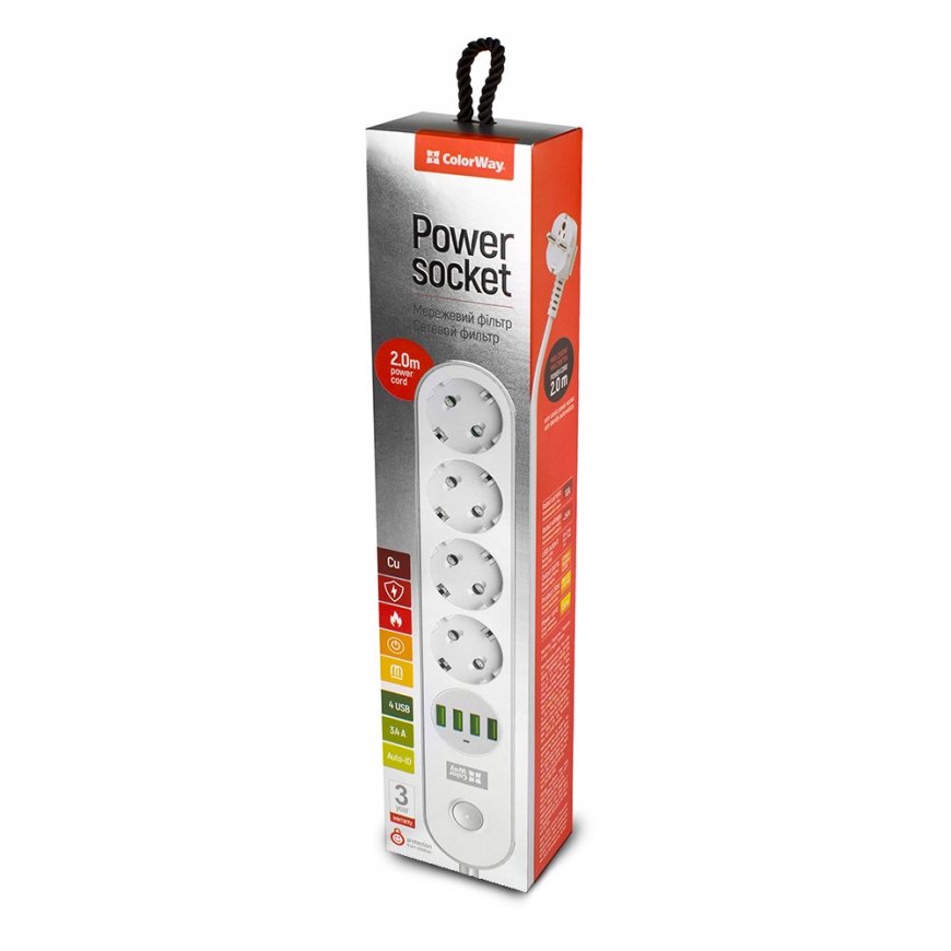 Colorway CW-CHE44W power extension 2 m 4 AC outlet(s) Indoor White – 2