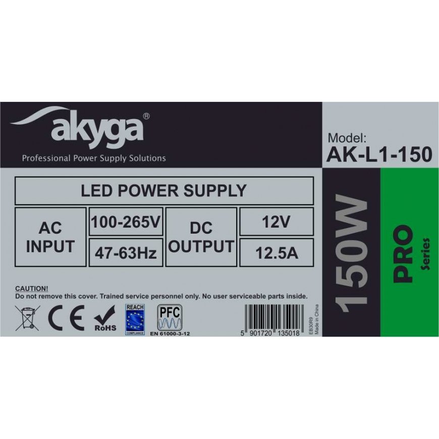 Akyga ga Impulse LED power supply AK-L1-150 12V / 12.5A / 150W / 100-265V / IP20 power adapter/inver – 3
