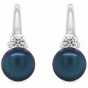 Brilio Silver Delicate silver earrings with dark blue pearls and zircons EA364WB Brilio Silver Delicate silver earrings with dark blue pearls and zircons EA364WB