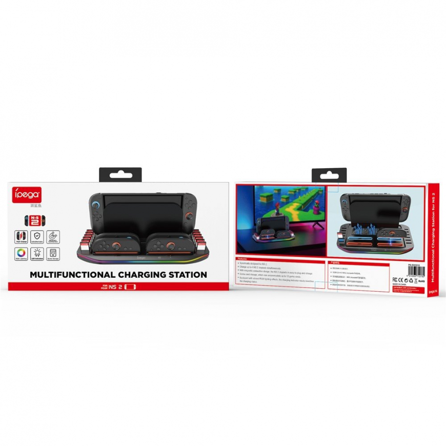 iPega SW2210 Multifunkcinis Įkrovimo RGB Stovas Nintendo Switch 2 Juodas – 3