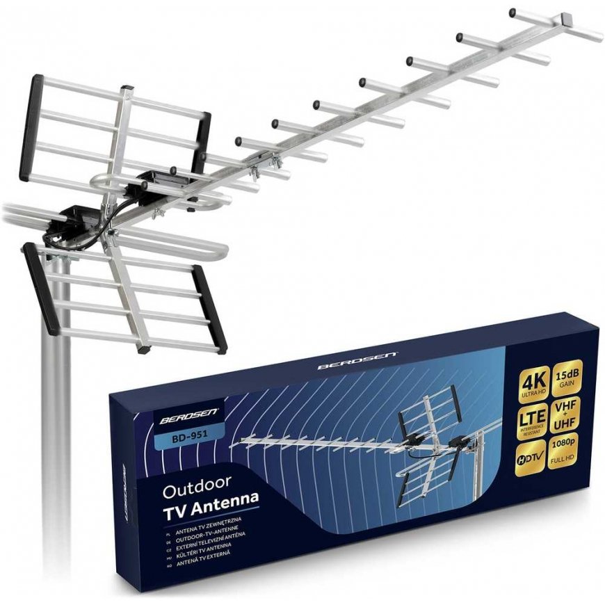 Kryptinė lauko antena televizoriui ultra HD 4K Berdsen BD-951
