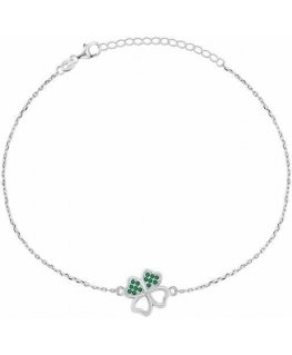 Brilio Silver Silver bracelet Four-leaf clover with green zircons BRC69WG