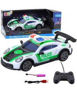 Lean Toys Etäohjattava poliisiauto LED-valoilla 1:22