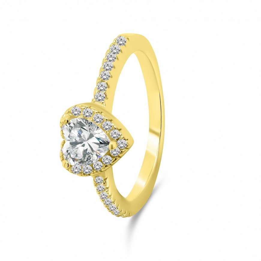 Brilio Silver Romantic gold-plated ring Heart RI047Y
