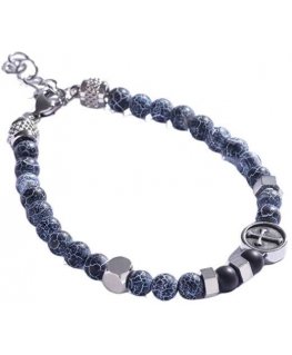 Marc Malone Men's bracelet with beads and cracked agate MCGB5025