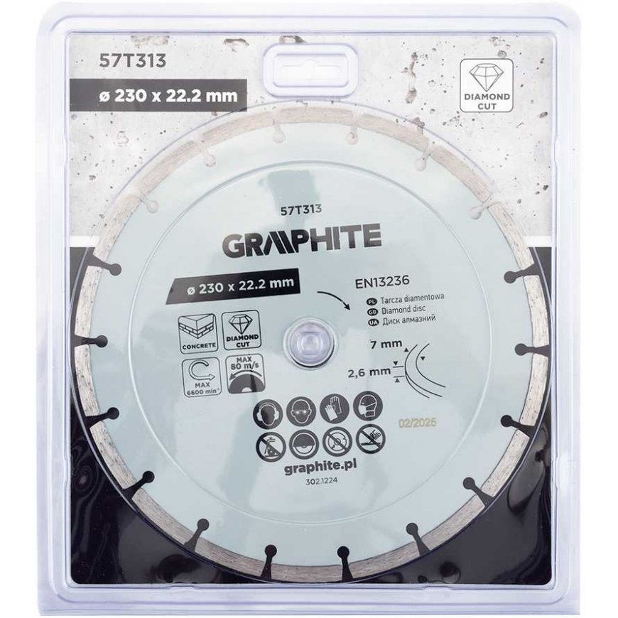 Graphite Segmented Diamond Cutting Disc, 230 x 22.2 mm, for Dry Processing – 2