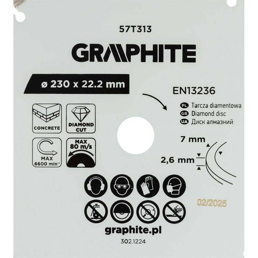 Graphite Segmentoitu timanttiviilapeli, 230 x 22,2 mm, kuiva käsittely – 5