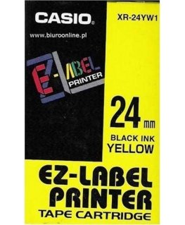 Casio original label printer tape, Casio, XR-24YW1, black print/yellow base, non-laminated, 8m, 24mm - XR-24YW1