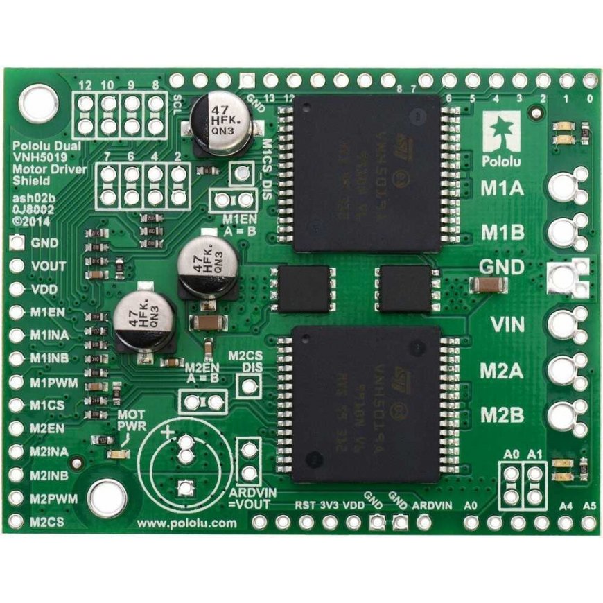 VNH5019 2 kanaliga mootori kontroller 24V/12A, Arduino lisaseade, Pololu 2507 – 3