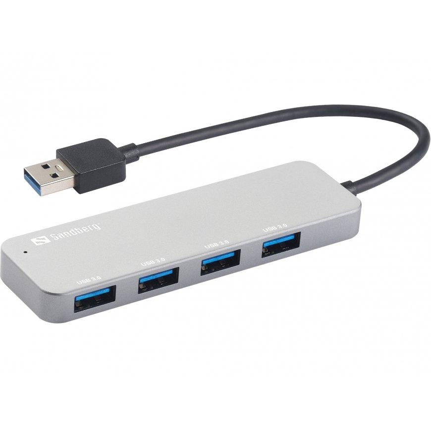 Sandberg 333-88 interfeisa centrmezgls USB 3.2 Gen 1 (3.1 Gen 1) Type-A 5000 Mbit/s Sudrabs