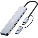 HUB 8in1 USB C USB, USB C 4xUSB SD TF kartes ligzda HUB 8in1 USB C USB, USB C 4xUSB SD TF kartes ligzda