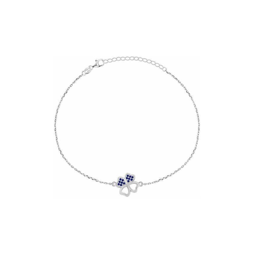 Brilio Silver Silver bracelet Four-leaf clover with blue zircons BRC69WB