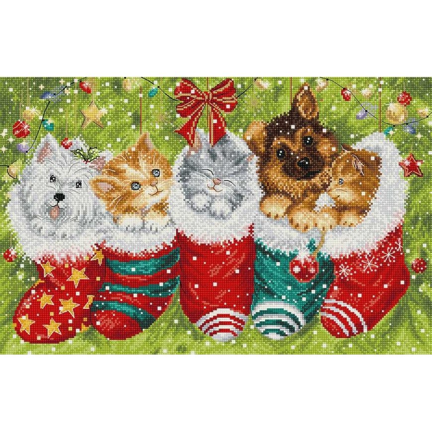 Letistitch Kryželiu siuvinėjimo rinkinys "Šunys ir katės kojinėse" 37x24cm SLETIL9940 – 2