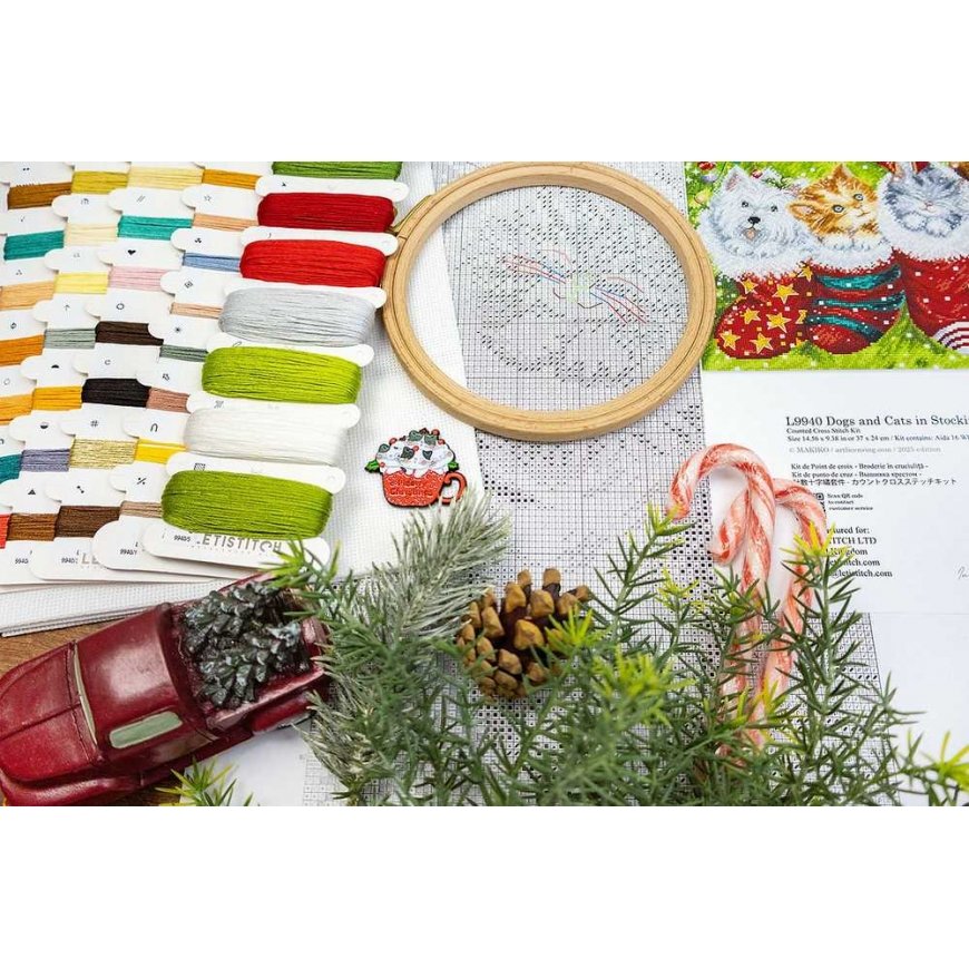 Letistitch Kryželiu -kirjontasarja "Koirat ja kissat sukissa" 37x24cm SLETIL9940 – 4