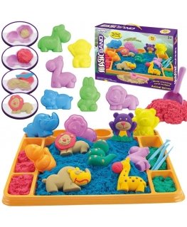 WOOPIE kinetinis smėlis 1,2kg XL ZOO stalas su formomis