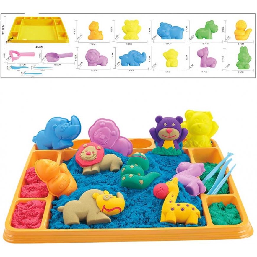 WOOPIE kinetic sand 1.2kg XL ZOO table with molds – 2