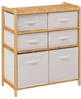 5five Simply Smart Bamboo TIDY bamboo shelf with 6 fabric baskets, height 78.5 cm