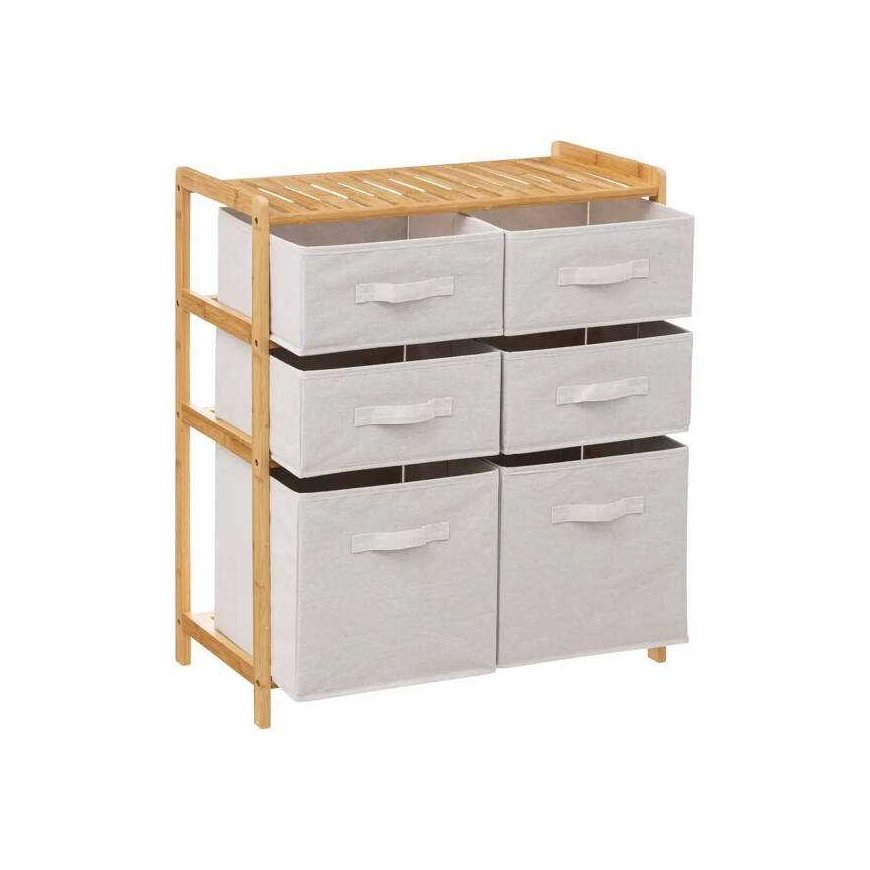 5five Simply Smart Bamboo TIDY bamboo shelf with 6 fabric baskets, height 78.5 cm – 4