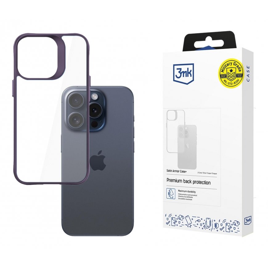 3MK Satin Armor Case+ чехол для мобильного телефона 17 cm (6.7") Крышка Пурпурный, Прозрачный