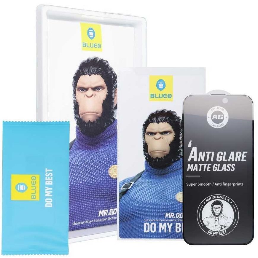 „Blueo 5D Mr. Monkey Glass“ – „Apple iPhone 16 Pro Max“ must (tugev matt) – 3