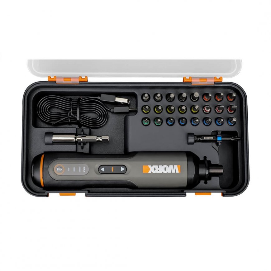 WORX Wkrtak akumulatorowy 4V+akces. 300 RPM musta, Harmaa, Oranssi – 4