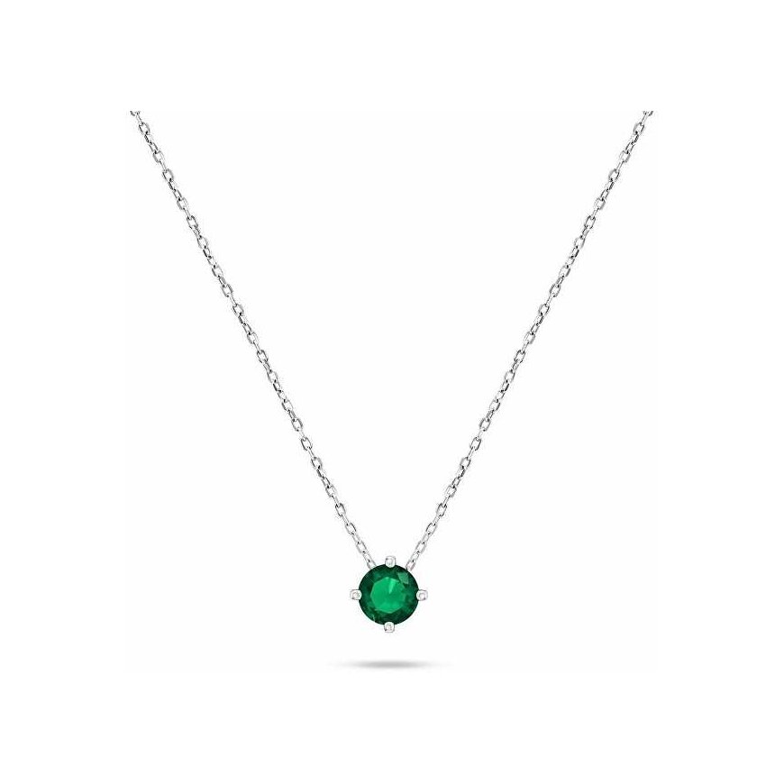 Brilio Silver Minimalist silver pendant with green zircon NCL73WG