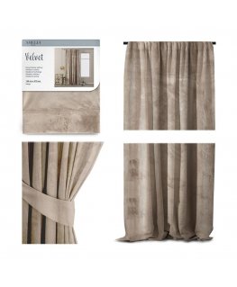 Ночная занавеска AmeliaHome VELVET 140X270 см, 1 шт., лента/крючки, цвет: песочный