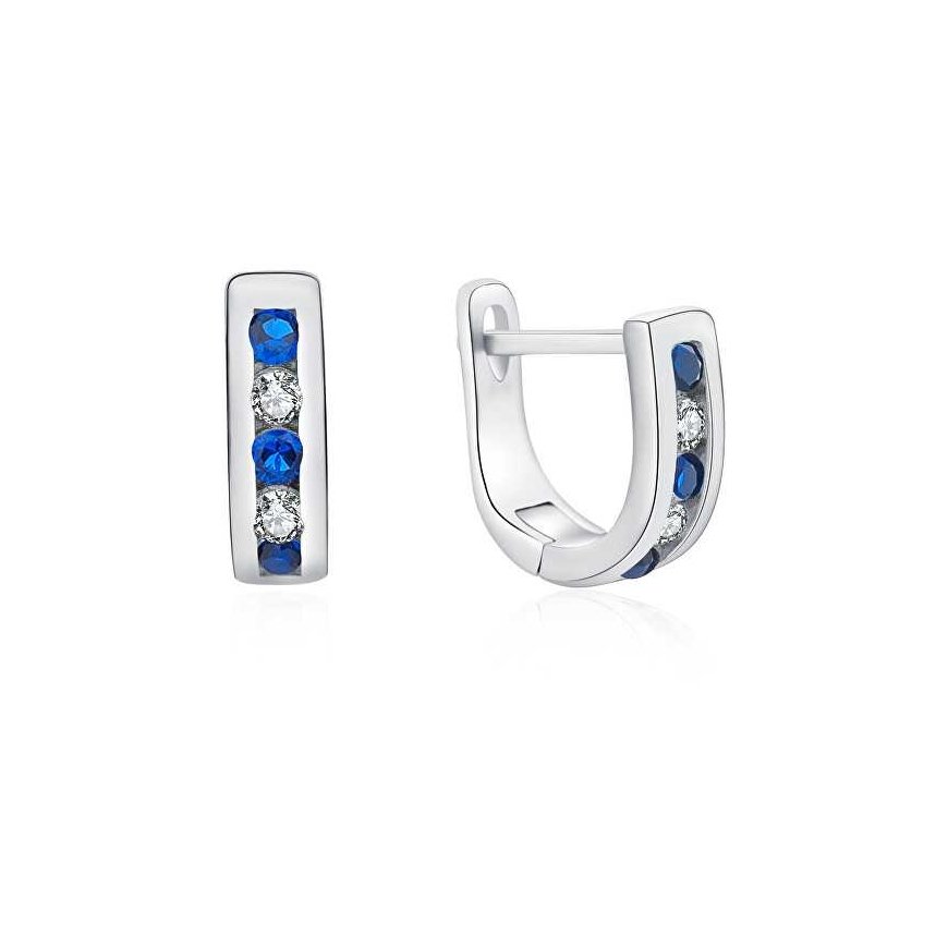 Элегантные серебряные серьги с прозрачными и синими цирконами E0000207