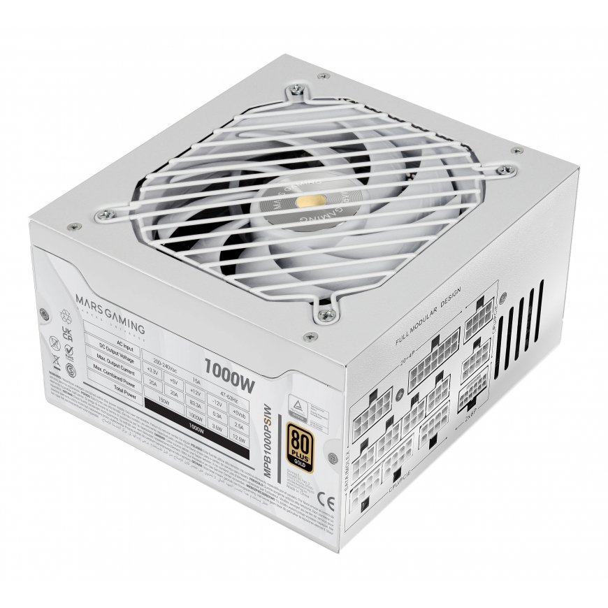 Mars Gaming MPB1000PSIW barošanas avotu vienība 1000 W 24-pin ATX ATX Balts – 3