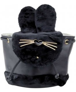 Lean Children's Backpack Plush Ears Adjustable Strap Black 22cm 4L