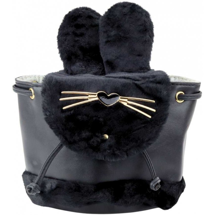 Lean Children's Backpack Plush Ears Adjustable Strap Black 22cm 4L