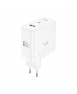 XO sienas lādētājs CE35 PD 100W 2x USB-C 1x USB balts