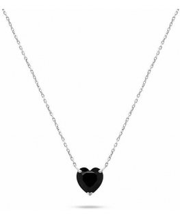 Brilio Silver Sparkling silver pendant with black heart NCL53WBC