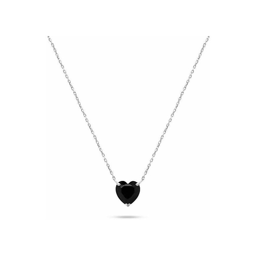 Brilio Silver Sparkling silver pendant with black heart NCL53WBC