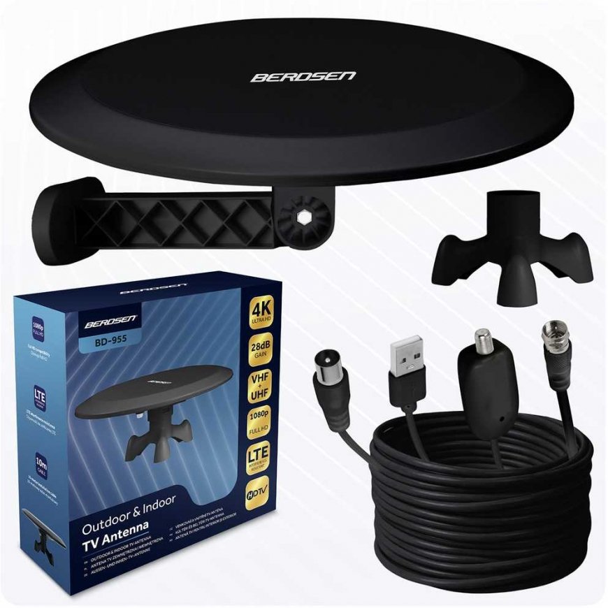 Vidaus ir lauko antenos televizorius „Ultra HD 4K Berdsen BD-955“ juodas – 2